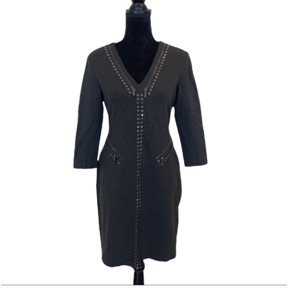 Karl Lagerfeld contemporary grey studded stretch sophisticated edgy dress size6